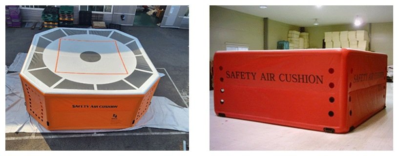 Octagonal shape and square shape safety jumping cushions comparison